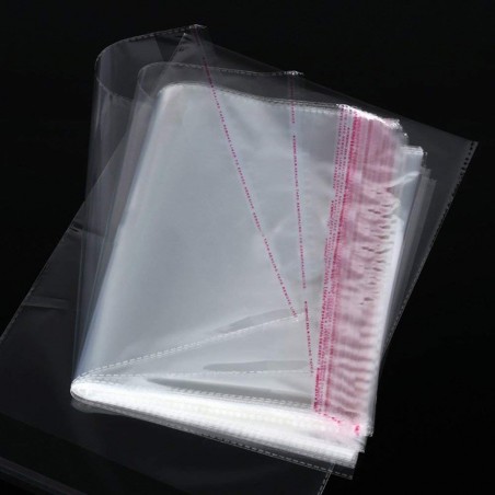 Pack 100 Buste Trasparenti Plastica Buste Cellophane Autoadesiva 30x38 cm