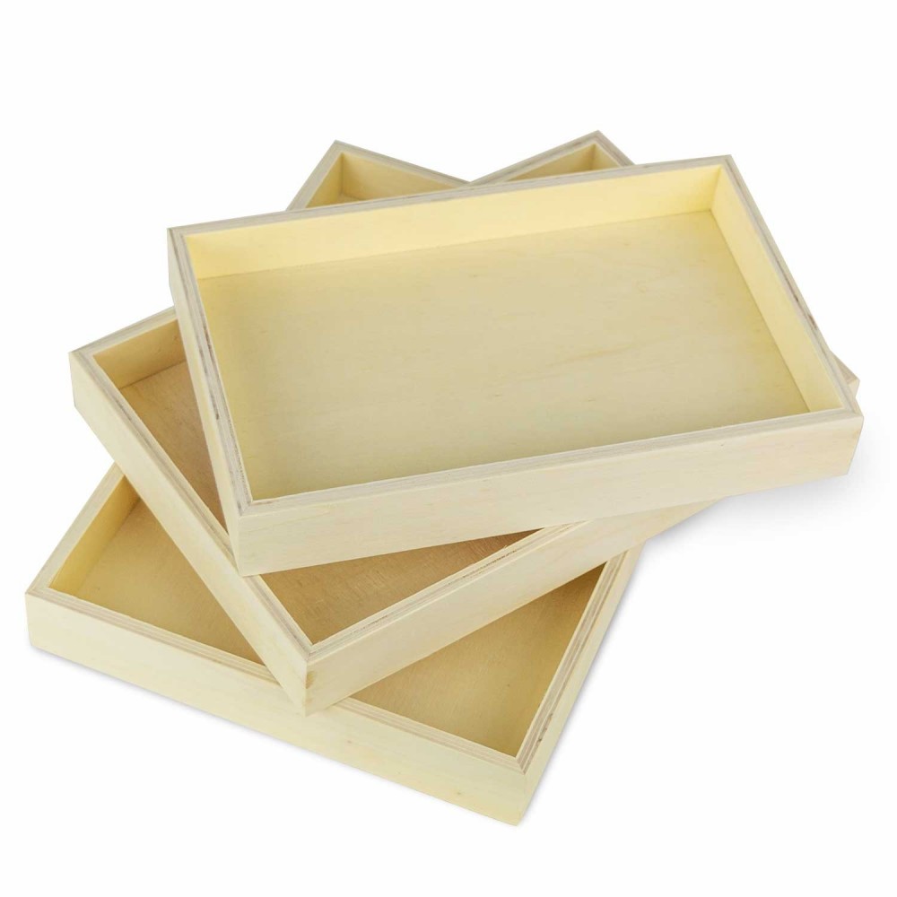 Set 3 Vassoi Legno Naturale per Decoupage Varie...