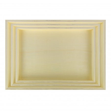 Set 3 Vassoi Legno Naturale per Decoupage Varie Misure Senza Manico da Dipingere