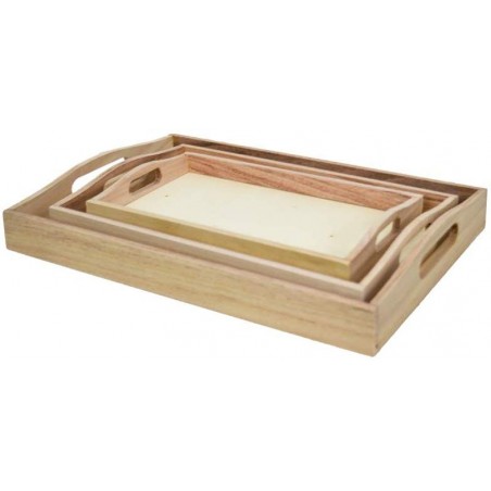 Cuori Foglio Set 3 Vassoi 193006 Decoupage legno poroso con manici shabby