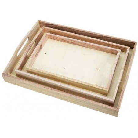 Cuori Foglio Set 3 Vassoi 193006 Decoupage legno poroso con manici shabby