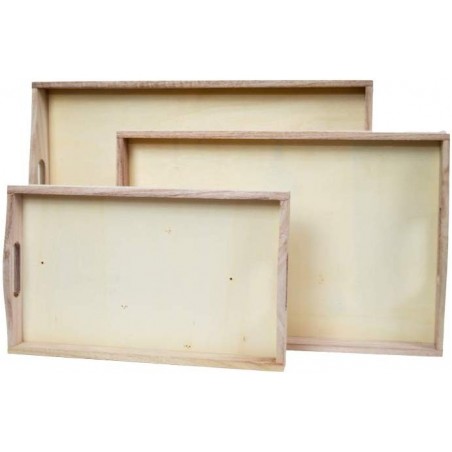Cuori Foglio Set 3 Vassoi 193006 Decoupage legno poroso con manici shabby