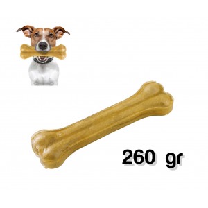 Image of Delizioso snack 260 gr per cani a forma di osso in 100% pelle di maiale pressata antistress per animali 8037272728297