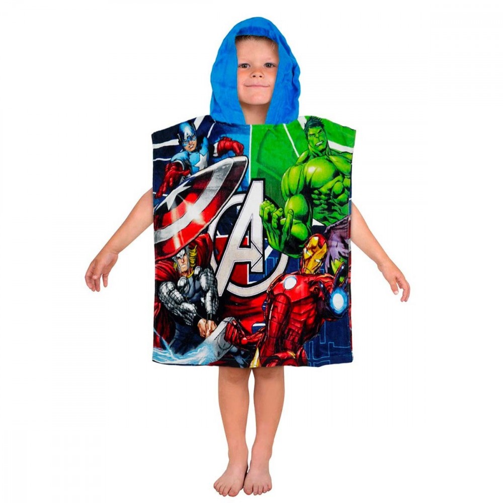 MV92262 Accappatoio poncho in cotone The Avengers con cappuccio 120 x 60 cm