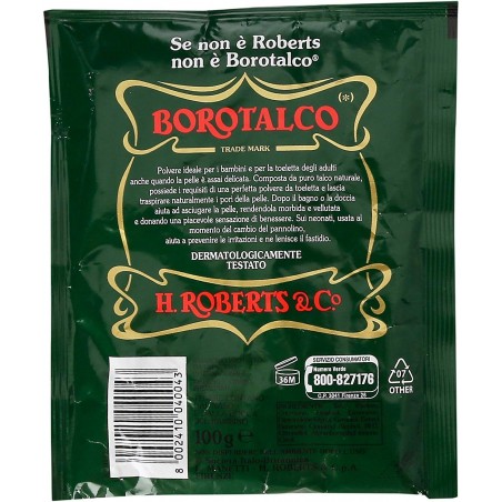 Borotalco Roberts Polvere per tutti i tipi di pelle Rinfrescante Busta da 100 gr