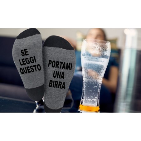 Calzini divertenti unisex con scritta stampata portami una birra tg dal 35 al 45