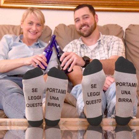 Calzini divertenti unisex con scritta stampata portami una birra tg dal 35 al 45