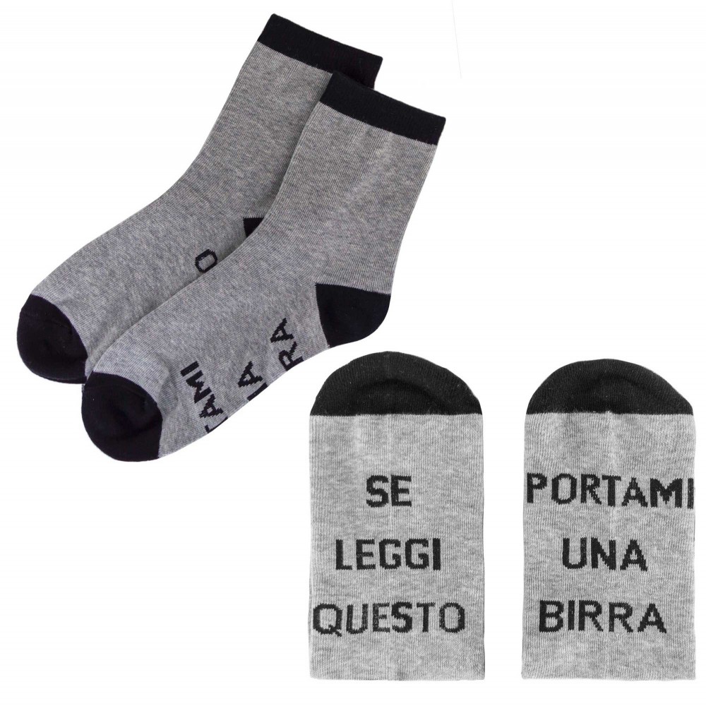 Calzini divertenti unisex con scritta stampata portami una birra tg dal 35 al 45