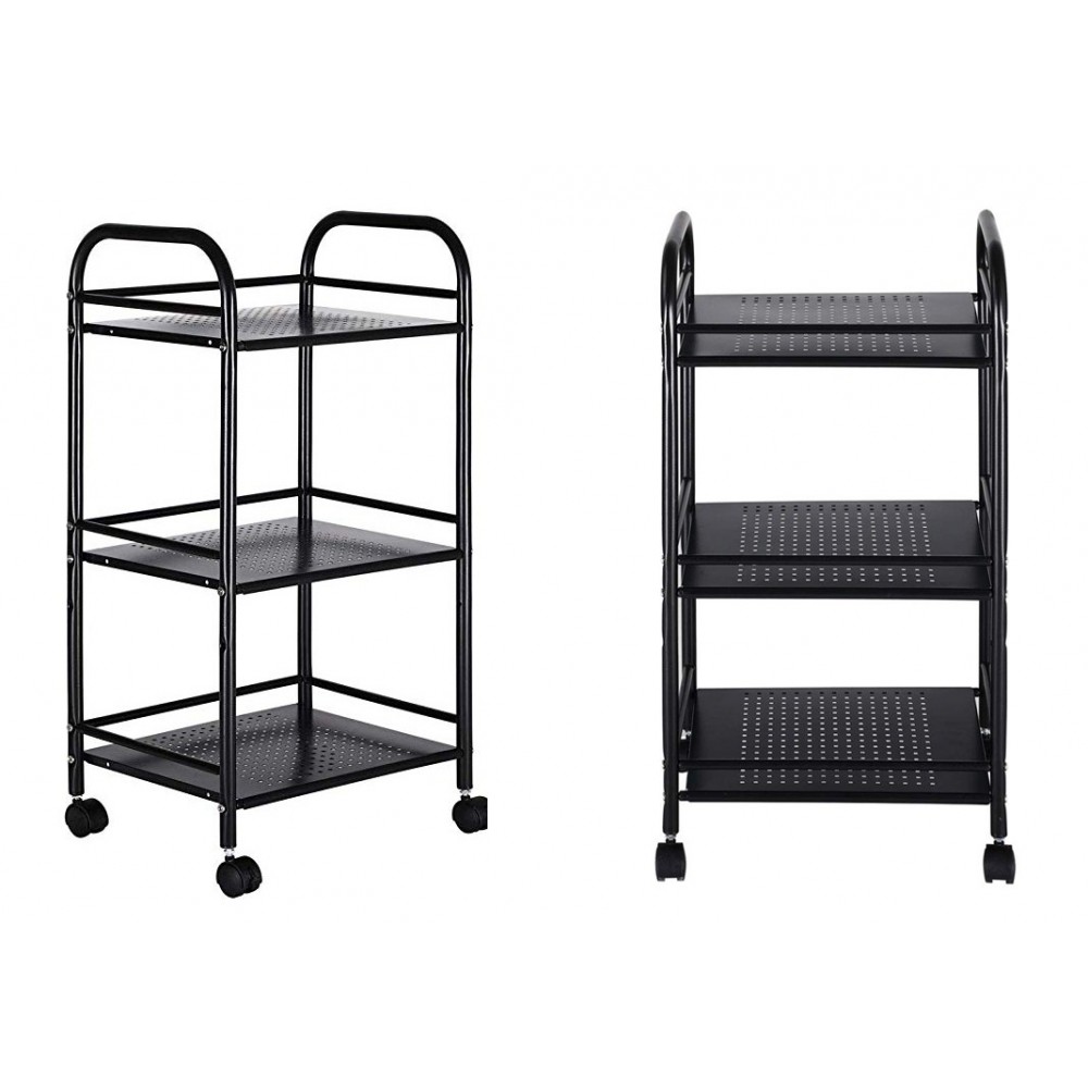 COM-FORT HOUSE Carrello Portaoggetti Multiuso A 3 Ripiani Con Ruote, Mobile Per Cucina, Bagno, Ufficio – Facile Da Montare, Colore Blu