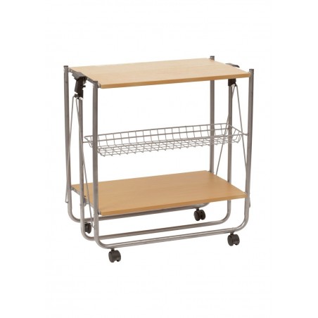 Carrello da cucina pieghevole in legno 40x67,5x70h cm salvaspazio 4 ruote ROVERE