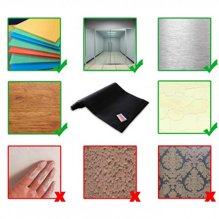 Lavagna adesiva nera con gessetti colorati 200 x 45 cm da parete removibile