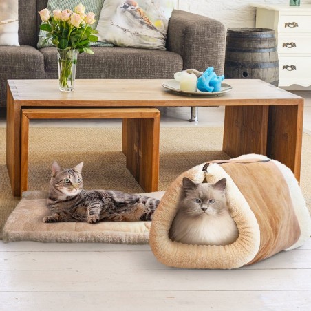 Tunnel Gioco per Gatti e Cani Trasformabile in Tappeto Cuccia Animali in Tessuto