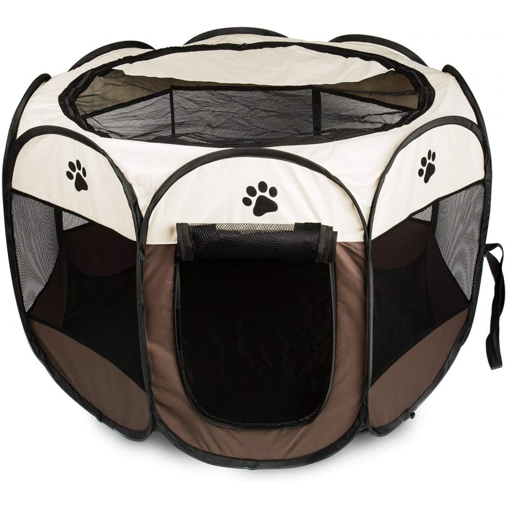 Tenda Box Per Cani Recinto Cuccia Per Piccoli Animali Pop-Up Beige 76x58 cm