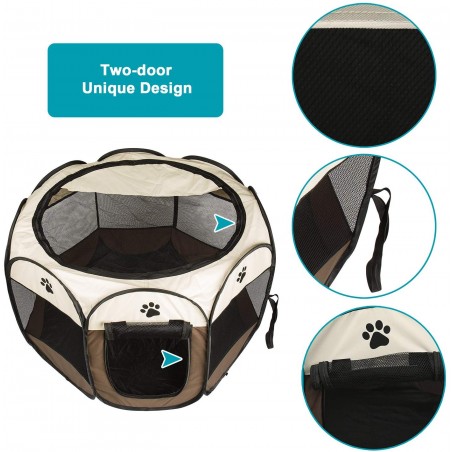 Tenda Box Per Cani Recinto Cuccia Per Piccoli Animali Pop-Up Beige 76x58 cm