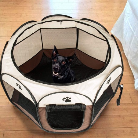 Tenda Box Per Cani Recinto Cuccia Per Piccoli Animali Pop-Up Beige 76x58 cm