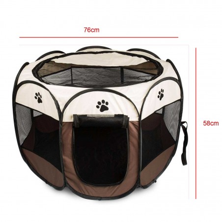 Tenda Box Per Cani Recinto Cuccia Per Piccoli Animali Pop-Up Beige 76x58 cm