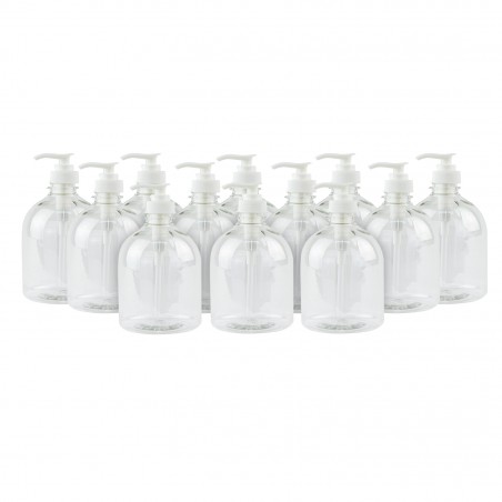 Pack 12 pz flaconi in plastica da 500ml con dispenser in PET