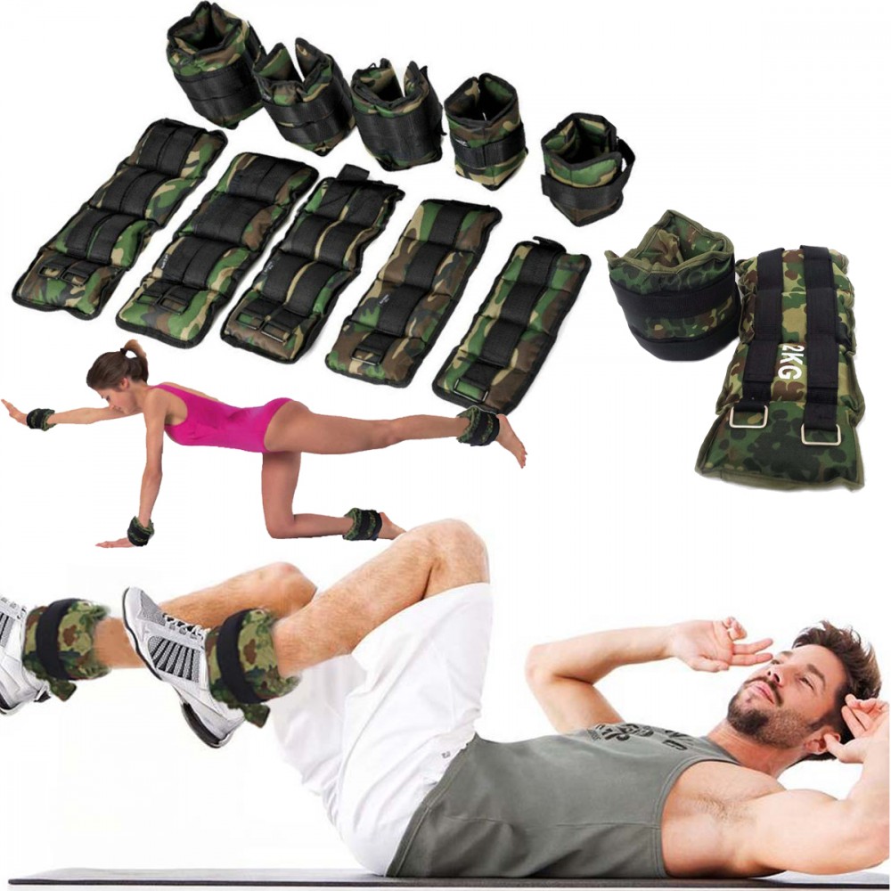 Coppia pesi per caviglie e polsi militare fitness da 1 a 6 kg camouflage