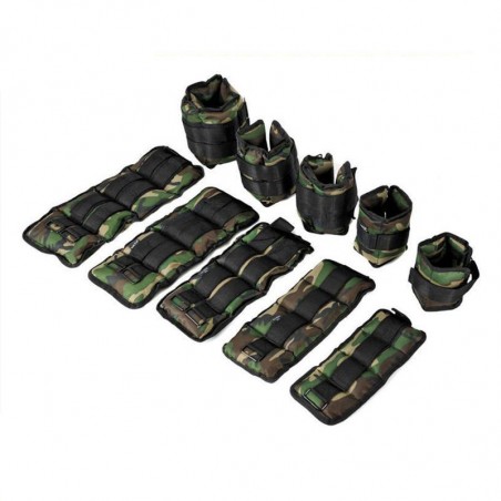 Coppia pesi per caviglie e polsi militare fitness da 1 a 6 kg camouflage
