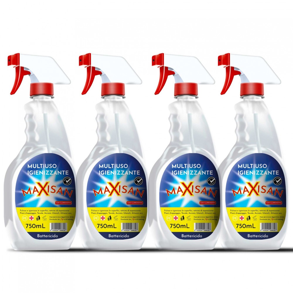 Pack 4 pz MAXISAN Multiuso Igienizzante Superfici 750ml Sanificante Clorexidina