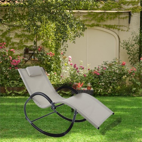 Sedia a sdraio a dondolo HOLLY da giardino reclinabile 3 posizioni 140x63x80 cm