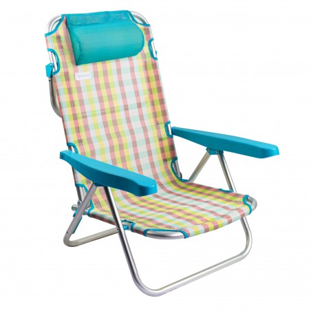 Spiaggina piegevole reclinabile ONSHORE 545126 da spiaggia in textilene quadri