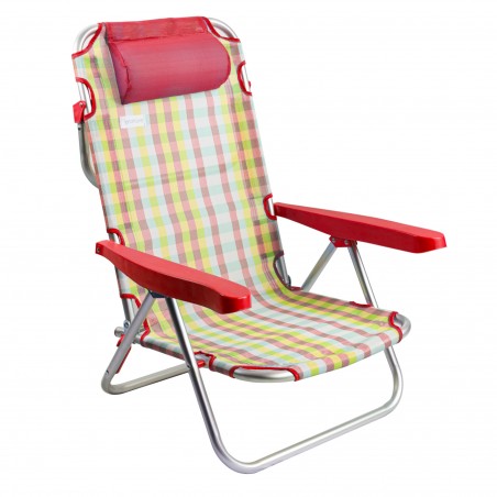 Spiaggina piegevole reclinabile ONSHORE 545126 da spiaggia in textilene quadri