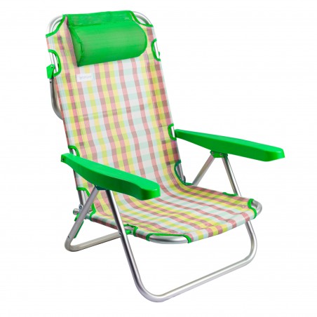 Spiaggina piegevole reclinabile ONSHORE 545126 da spiaggia in textilene quadri