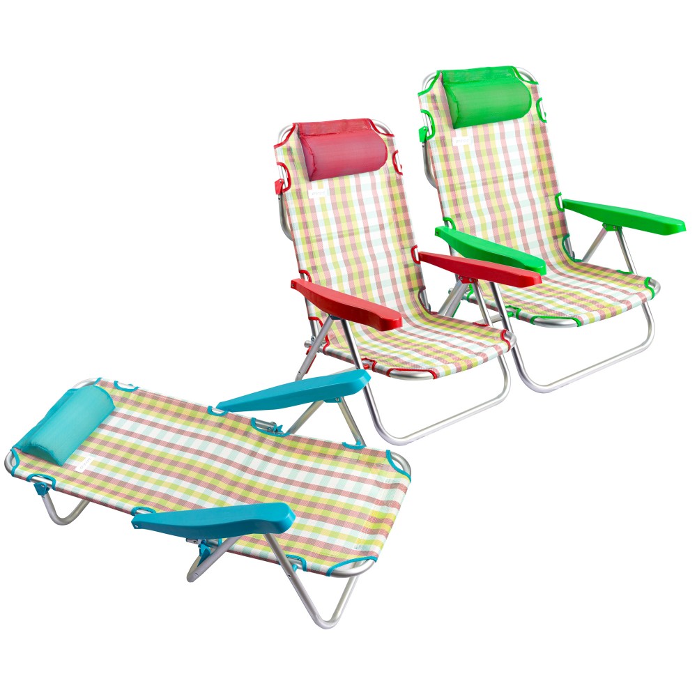 Spiaggina piegevole reclinabile ONSHORE 545126 da spiaggia in textilene quadri