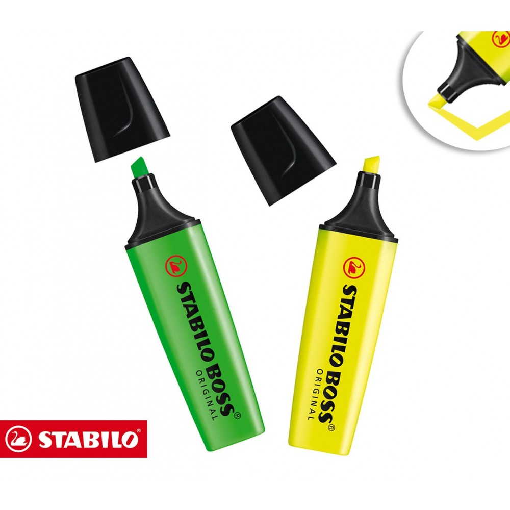 Stabilo - Green Boss, Set da 8 evidenziatori con supporto da tavolo