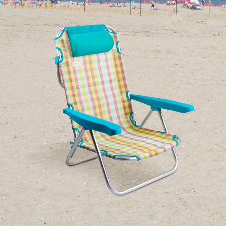 Spiaggina piegevole reclinabile ONSHORE 545126 da spiaggia in textilene quadri