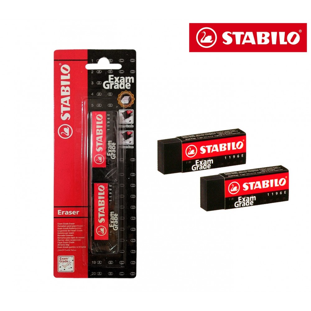 Set di 2 gomme per cancellare nere specifiche senza traccia stabilo exam grade no dusty