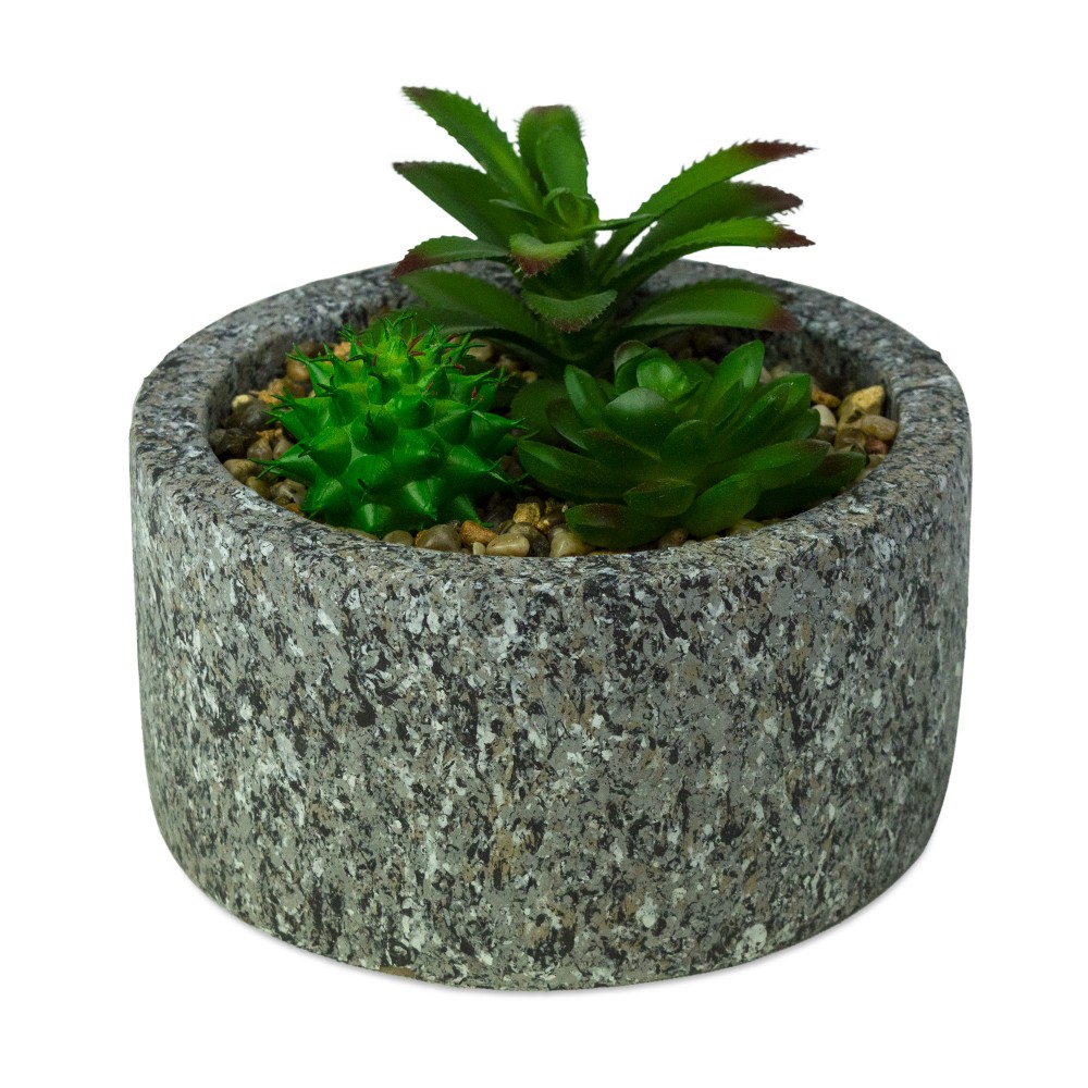 ArtFlowers Pianta grassa artificiale 425145 realistica vaso simil granito Ø16 cm