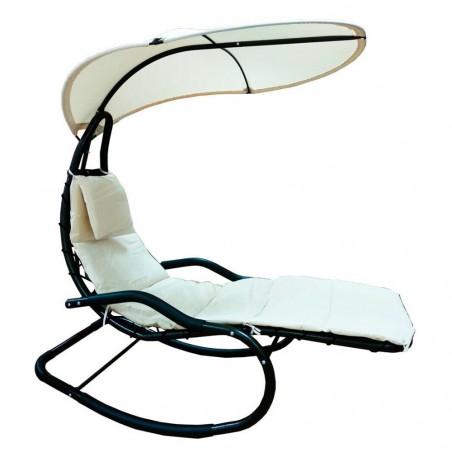 Poltrona sdraio a dondolo KELLY a sospensione da giardino con cuscino e parasole