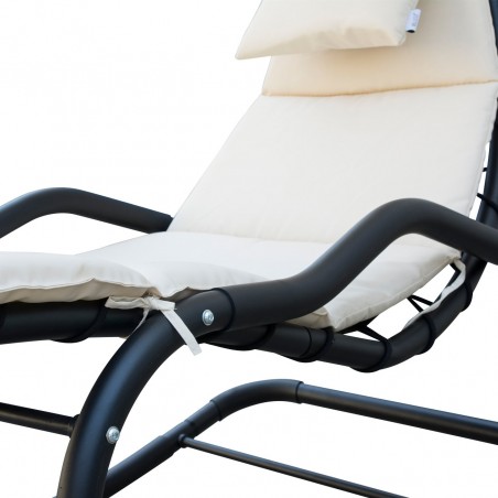 Poltrona sdraio a dondolo KELLY a sospensione da giardino con cuscino e parasole