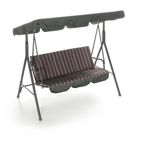 Dondolo Hawaii Struttura Acciaio Verniciato con Cuscini e Parasole a Righe