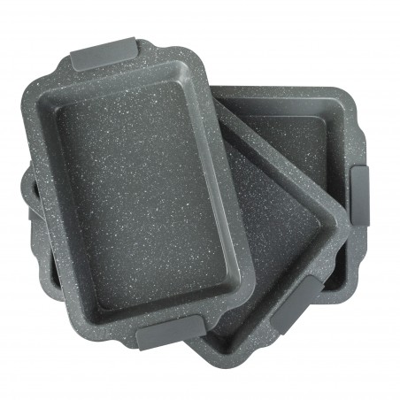 Set 3 teglie rettangolari DGBAVARIA pietra GRIGIA 140019 mestoli manici silicone