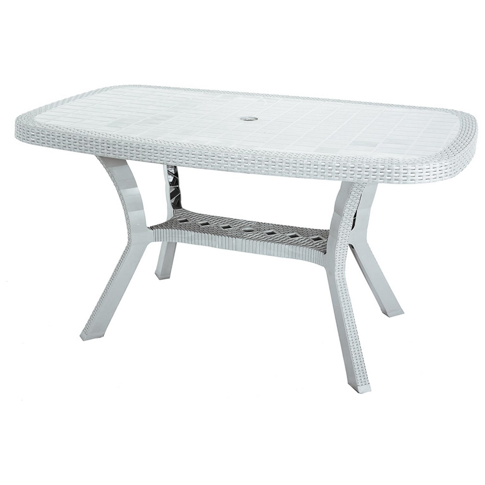 Tavolo OTELLO Elite KROPLAST resina Rattan in rilievo da esterno 82x140xh72 cm