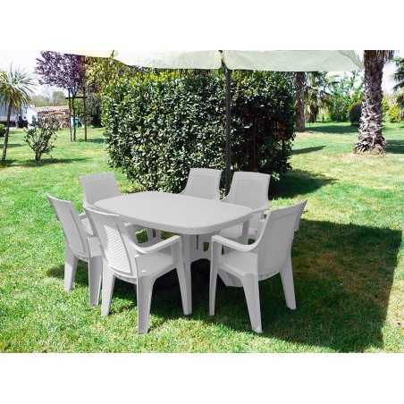 Tavolo OTELLO Elite KROPLAST resina Rattan in rilievo da esterno 82x140xh72 cm