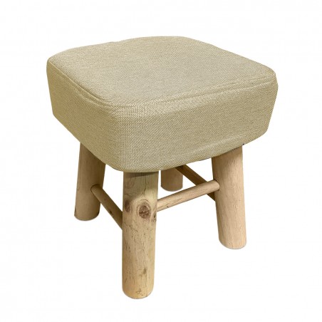 Sgabello quadrato poggiapiedi imbottito 225038 gambe di legno di pino 27x27x30cm
