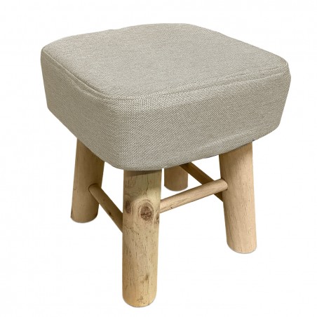 Sgabello quadrato poggiapiedi imbottito 225038 gambe di legno di pino 27x27x30cm