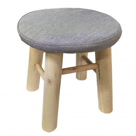 Sgabello tondo poggiapiedi imbottito 225037 gambe in legno di pino 30x30 cm