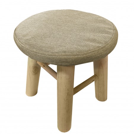 Sgabello tondo poggiapiedi imbottito 225037 gambe in legno di pino 30x30 cm