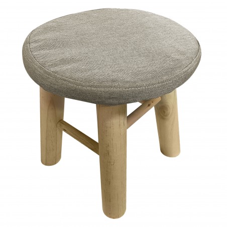 Sgabello tondo poggiapiedi imbottito 225037 gambe in legno di pino 30x30 cm