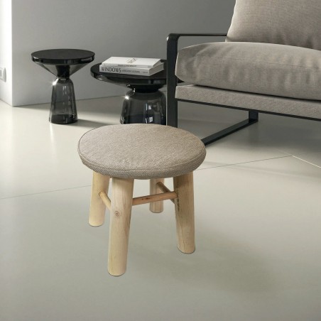 Sgabello tondo poggiapiedi imbottito 225037 gambe in legno di pino 30x30 cm