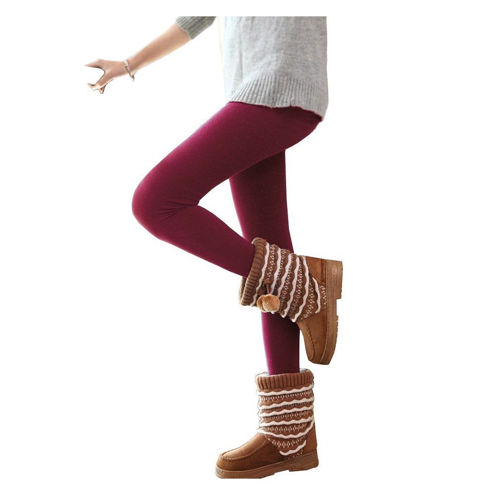 Pack da 5 leggings vari colori donna effetto termico interno felpato elasticizzato collant winter fuseaux