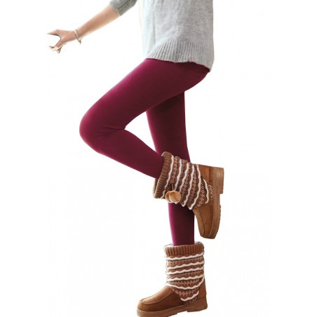 Pack da 5 leggings vari colori donna effetto termico interno felpato elasticizzato collant winter fuseaux