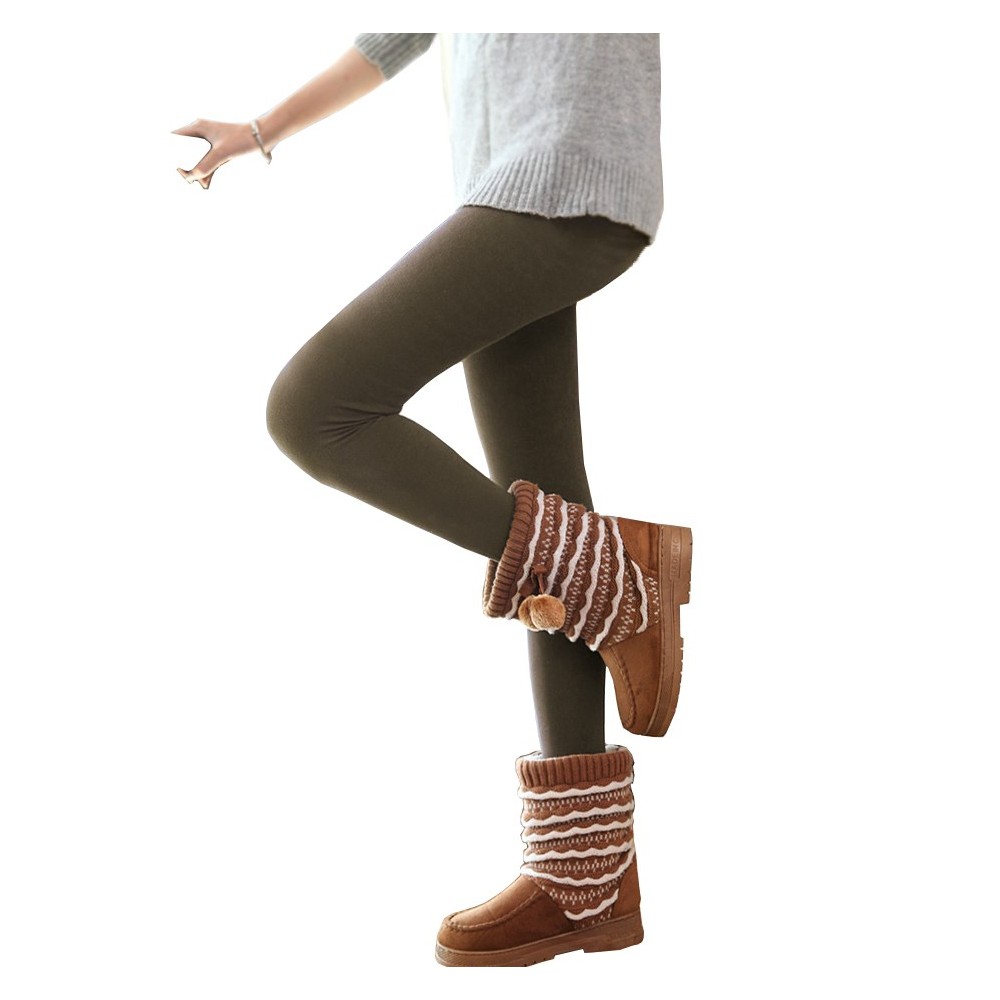 Pack da 5 leggings vari colori donna effetto termico interno felpato elasticizzato collant winter fuseaux