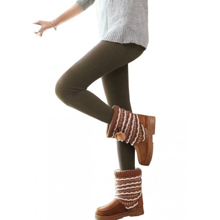 Pack da 5 leggings vari colori donna effetto termico interno felpato elasticizzato collant winter fuseaux