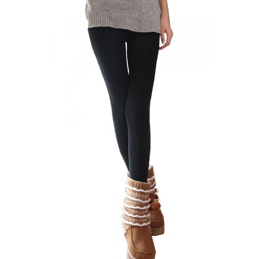 Pack da 5 leggings vari colori donna effetto termico interno felpato elasticizzato collant winter fuseaux